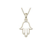 Pendentif diamants synthétiques ronds 0.11 carat or blanc 14 carats Yara